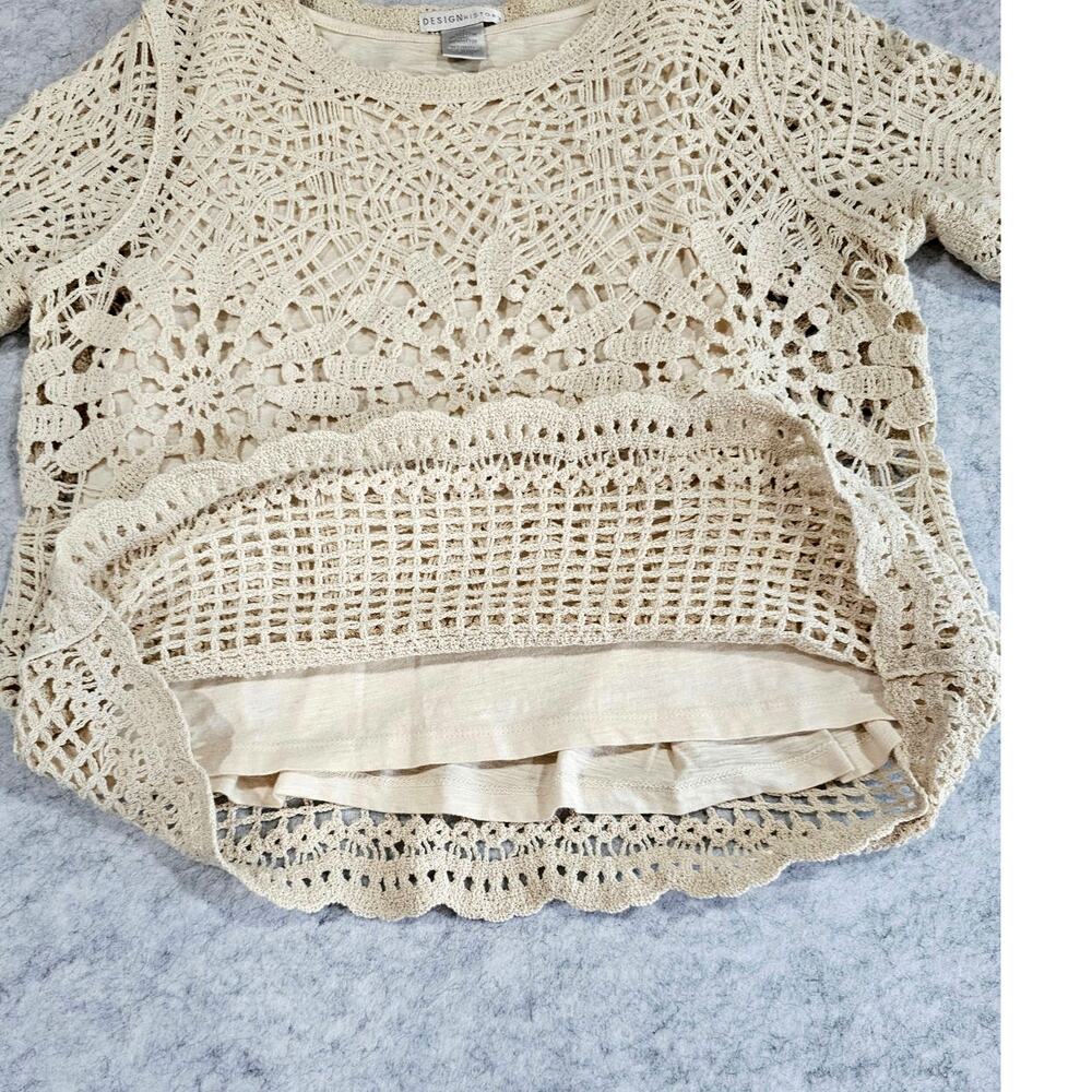 Design History Crochet Lace Top, Boho, Fully lined, Cotton, Womens Sz M, New - Picture 6 of 8